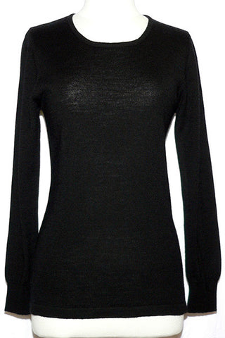Women's Knit Merino Jewel Neck Tunic in Black