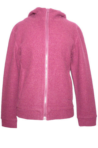 Women's Felted Merino Hooded Jacket in Plum Heather