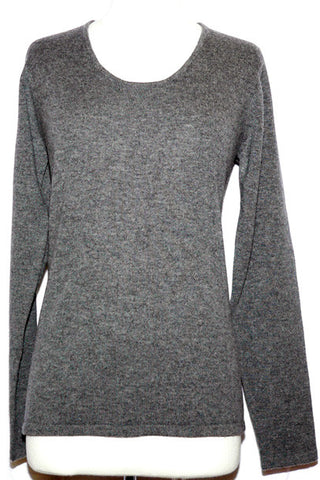 Women's Knit Merino and Cashmere Jewel Neck in Grey Heather