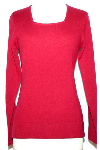 Women's Knit Merino and Cashmere Square Neck in Red