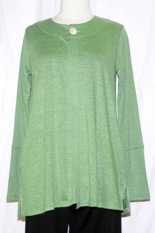 Women's Linen Button Cardigan in Light Green