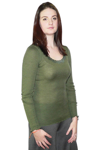 Women's Merino Long Sleeve Camisole in Ovaline Green