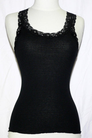Women's Silk Sleeveless Camisole in Black
